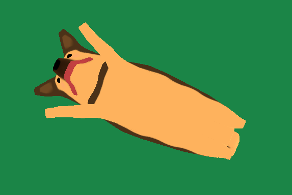 the dog seen from the ground up