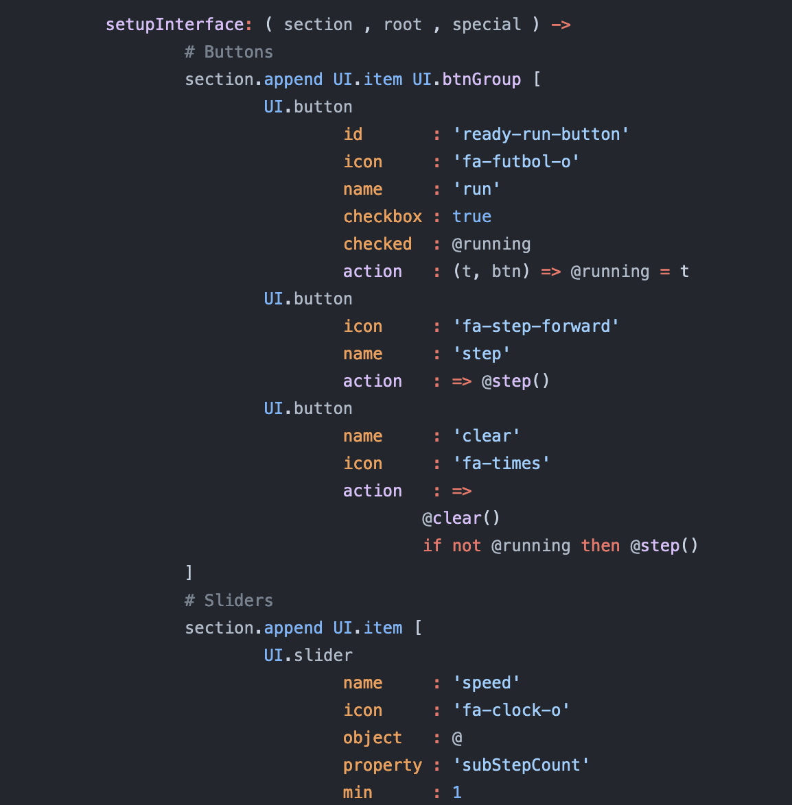 beautiful user interface code in CoffeeScript